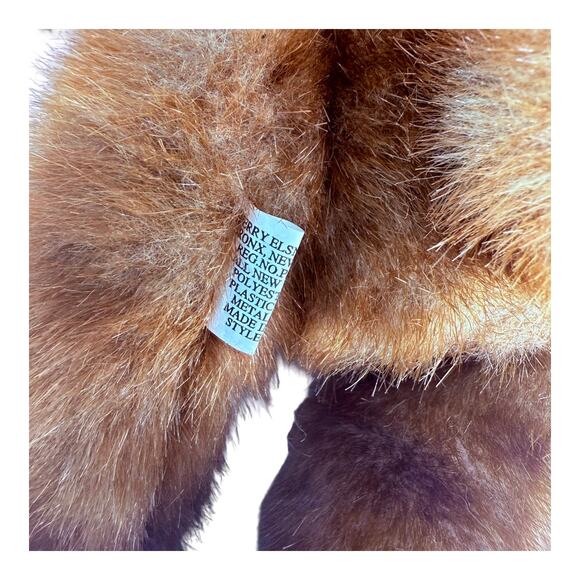 Jerry Elsner TEDDY BEAR 14” Faux Fur Coat Hat Burgundy Flower Heart Button Plush - Picture 4 of 6